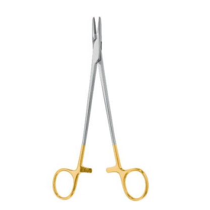 Porta Agujas Mayo Hegar Delgado Mango Dorado Punta En Tungsteno De 18 Cms. Cat: 24.194.18