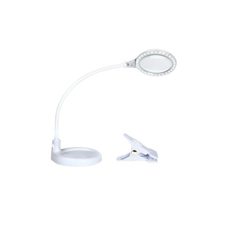 Lupa Iluminada Con Soporte Y Abrazadera LTV2IN1-WH Brightech cuello de cisne flexible y ajustable