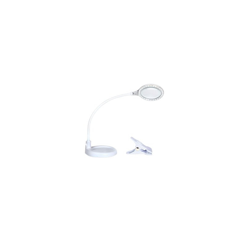 Lupa Iluminada Con Soporte Y Abrazadera LTV2IN1-WH Brightech cuello de cisne flexible y ajustable