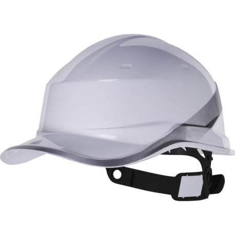 Casco De Seguridad Diamond Color Blanco Y Cinta Reflectiva Gris Elaborado En Abs Forma