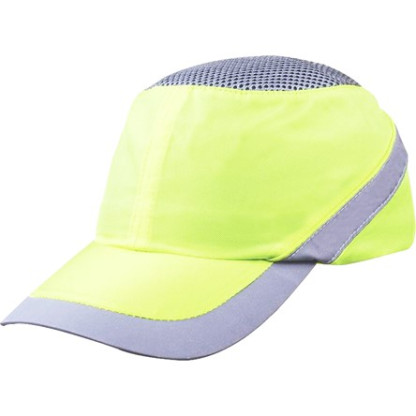 Gorra Antichoques Tipo Baseball Color Amarillo Fluorescente - Gris Tejido De Poliéster/Algodón