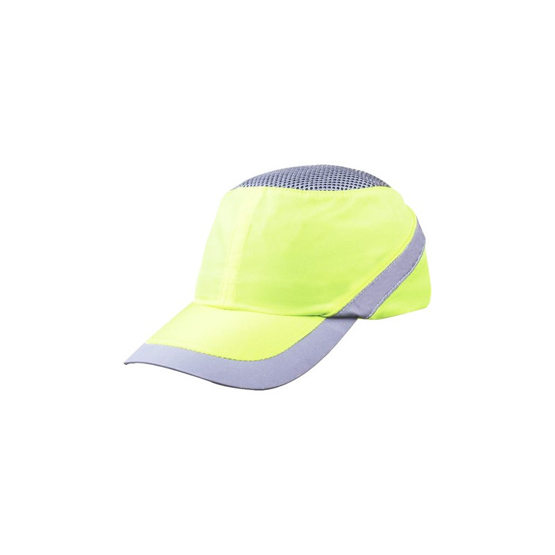 Gorra Antichoques Tipo Baseball Color Amarillo Fluorescente - Gris Tejido De Poliéster/Algodón