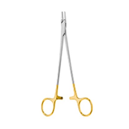 Porta Agujas Ryder Vascular Mango Dorado Punta En Tungsteno De 18 Cm. Cat: 24.224.18 Dimeda