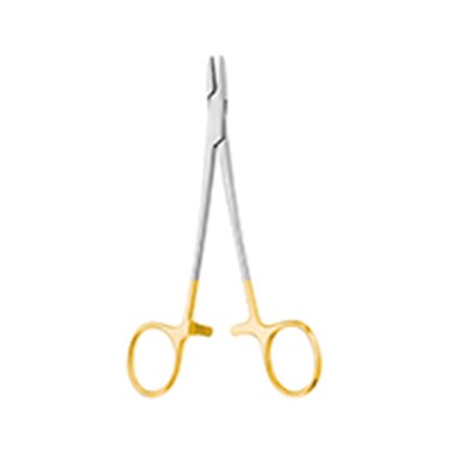 Porta Agujas Baumgartner Mango Dorado Punta En Tungsteno De 12 5 Cms. Cat: 24.154.12 Dimeda