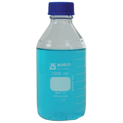 Frasco En Vidrio Tapa Rosca Azul Vidrio Claro Capacidad: 1000 Ml Boeco